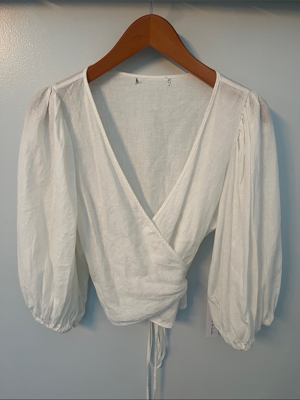 Young Fabulous & Broke White Wrap Puff-Sleeve Blouse